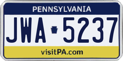 PA license plate JWA5237