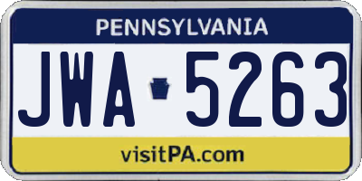 PA license plate JWA5263