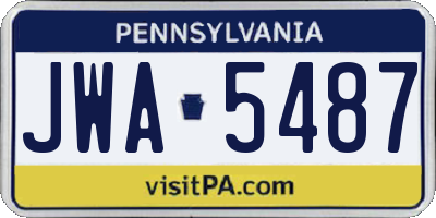 PA license plate JWA5487