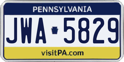 PA license plate JWA5829
