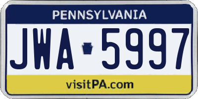 PA license plate JWA5997