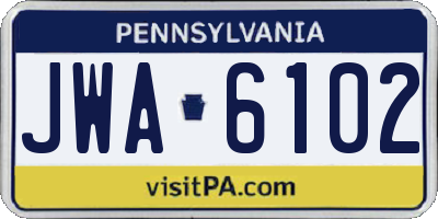PA license plate JWA6102
