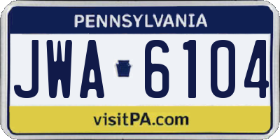 PA license plate JWA6104