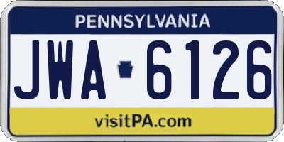 PA license plate JWA6126