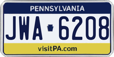 PA license plate JWA6208