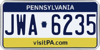 PA license plate JWA6235