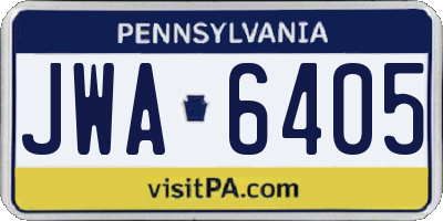 PA license plate JWA6405