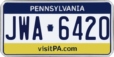 PA license plate JWA6420