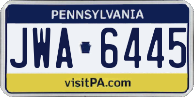 PA license plate JWA6445