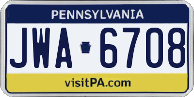 PA license plate JWA6708