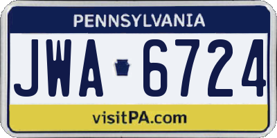 PA license plate JWA6724