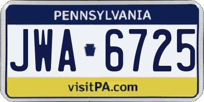 PA license plate JWA6725