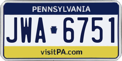 PA license plate JWA6751
