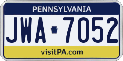 PA license plate JWA7052