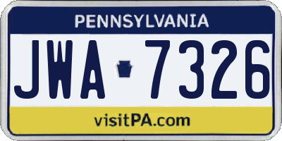 PA license plate JWA7326