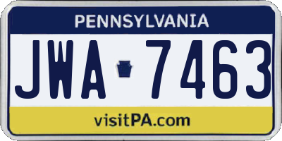 PA license plate JWA7463