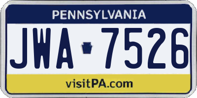PA license plate JWA7526