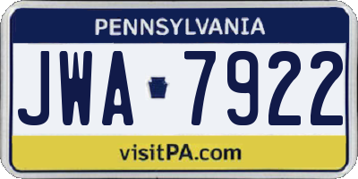 PA license plate JWA7922