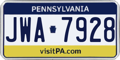 PA license plate JWA7928