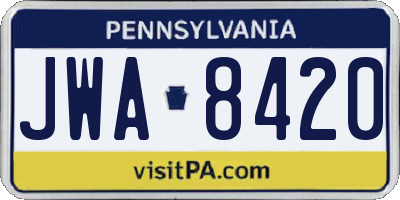 PA license plate JWA8420