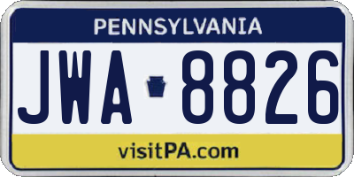 PA license plate JWA8826
