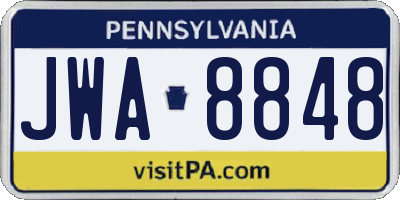PA license plate JWA8848