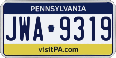 PA license plate JWA9319
