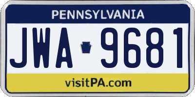 PA license plate JWA9681