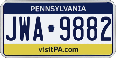 PA license plate JWA9882