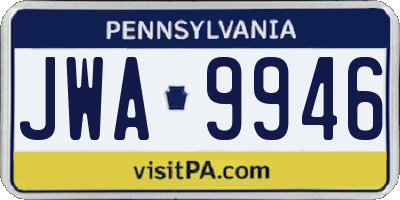 PA license plate JWA9946