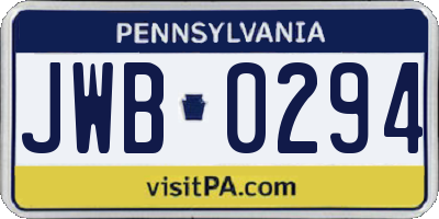 PA license plate JWB0294