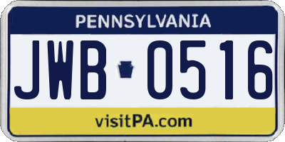 PA license plate JWB0516