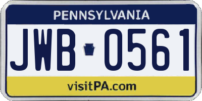 PA license plate JWB0561