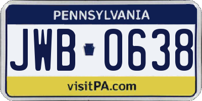 PA license plate JWB0638