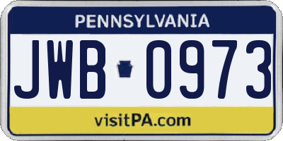 PA license plate JWB0973