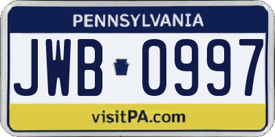 PA license plate JWB0997