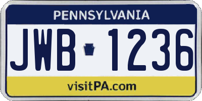 PA license plate JWB1236