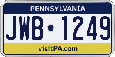 PA license plate JWB1249