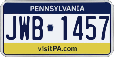 PA license plate JWB1457