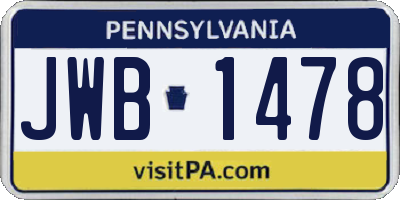 PA license plate JWB1478