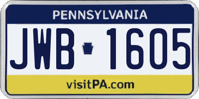 PA license plate JWB1605