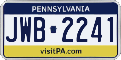 PA license plate JWB2241