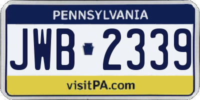 PA license plate JWB2339