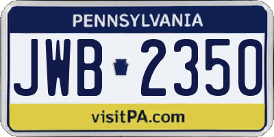 PA license plate JWB2350