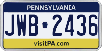 PA license plate JWB2436