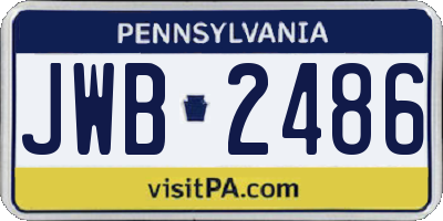 PA license plate JWB2486