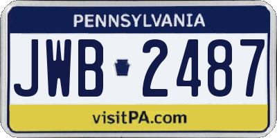 PA license plate JWB2487