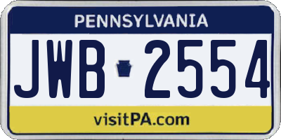 PA license plate JWB2554