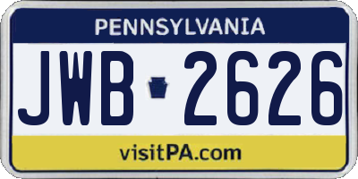 PA license plate JWB2626