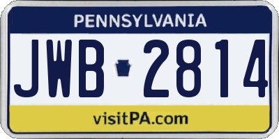 PA license plate JWB2814